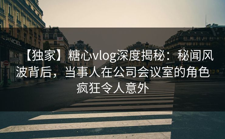 【独家】糖心vlog深度揭秘：秘闻风波背后，当事人在公司会议室的角色疯狂令人意外