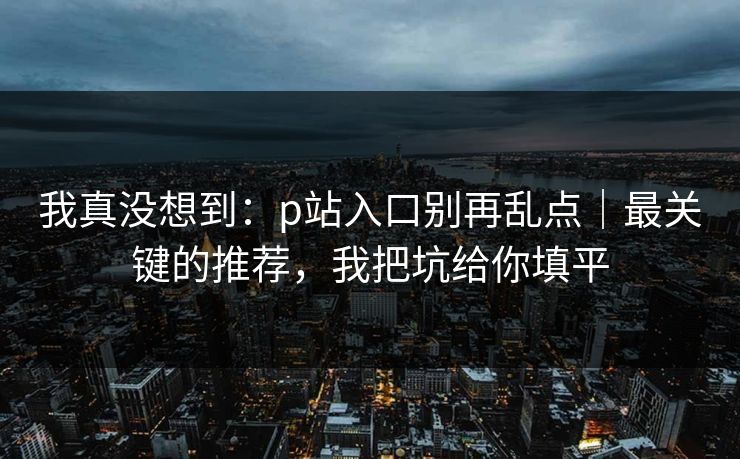 我真没想到：p站入口别再乱点｜最关键的推荐，我把坑给你填平